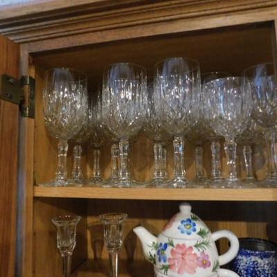 2 of 3:  Cabinet Two of Clear Glass, Crystal, and Micellaneous Items