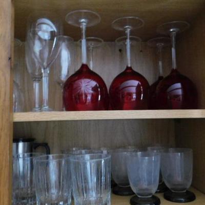 3 of 3:  Cabinet Three  of Clear Glass and  Crystal