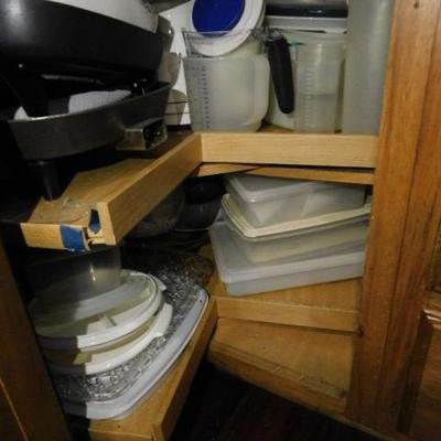 Collection of Plastic Containers and Assorted Kitchen Items