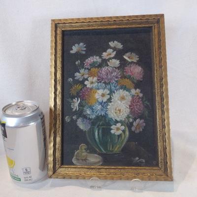 Chick and Spring Flowers Oil Painting