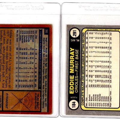 EDDIE MURRAY Baseball Cards Set 1978 Topps #36 + 1981 Topps #184