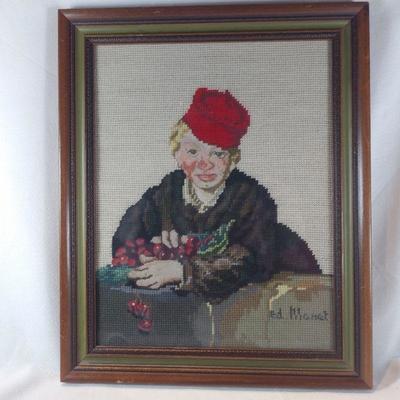 Needlepoint of Monet's Cherry Picker
