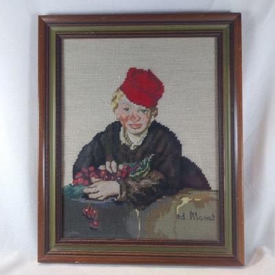 Needlepoint of Monet's Cherry Picker