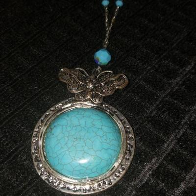 Butterfly and turquoise necklace 