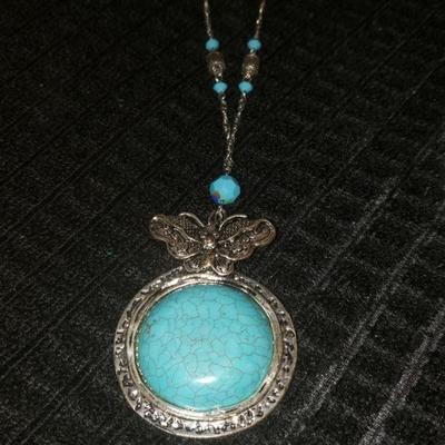 Butterfly and turquoise necklace 