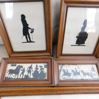 Collection of Quality Framed Shadow Pictures of Colonial Scenes and People