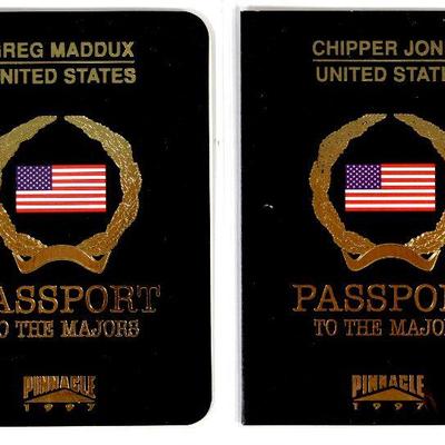 GREG MADDUX Chipper JONES Passport to the Majors #1 #8 Baseball Cards Inserts 1997 Pinnacle