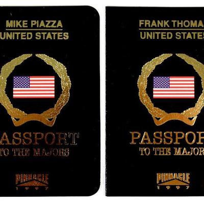 MIKE PIAZZA FRANK THOMAS Passport to the Majors #5 #3 Baseball Cards Inserts 1997 Pinnacle