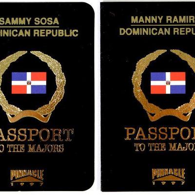 SAMMY SOSA MANNY RAMIREZ Passport to the Majors #15 #16 Baseball Cards Inserts 1997 Pinnacle