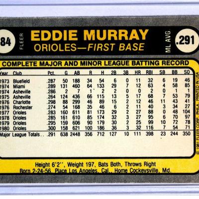 GIL HODGES 1989 Topps #664 EDDIE MURRAY 1981 Topps #184 Baseball Cards Set - HIGH GRADE
