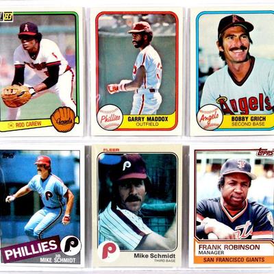 Vintage Baseball Cards Set GARRY MADDOX Mike Schmidt Paul Molitor Bobby Grich 1981-85 Topps