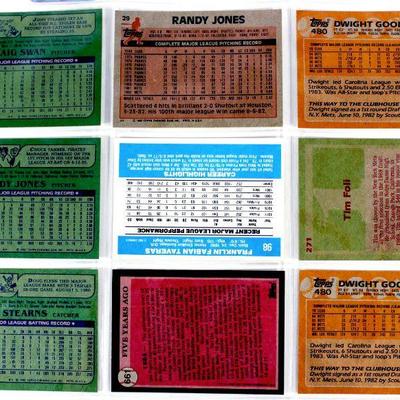 DWIGHT GOODEN Randy Jones Frank Taveras - 1980's NY METS Baseball Cards Set of 9