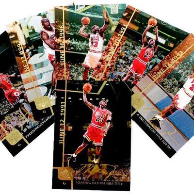 MICHAEL JORDAN 1999 UPPER DECK Gatorade NBA Championships 6 Gold Foil Card Set