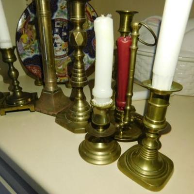 Collection of Brass Candle Holders