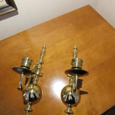 Set of Solid Brass Wall Sconce Candle Holders