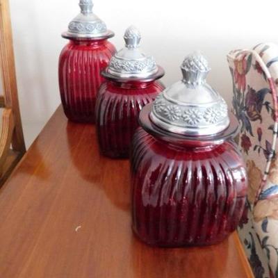 Red Glass Canisters