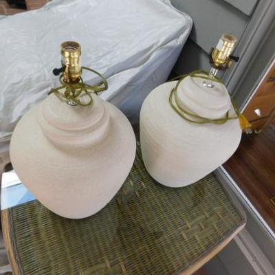 Pair of Sandstone Pot Lamps