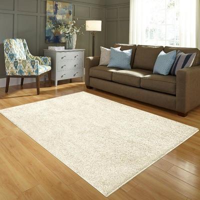 5' x 7' Ivory Rug by Mainstays Solid Olefin Shag Area Rug Collection - New