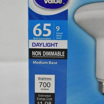 Box of 4 Light Bulbs: Great Value LED 9 Watts BR30 Daylight Medium Base - New