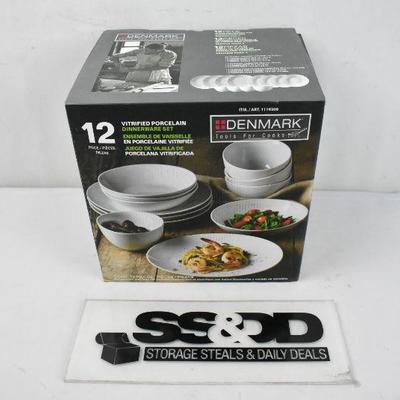 12 Piece Porcelain Dinner Set, White, by Denmark Tools for Cooks - New