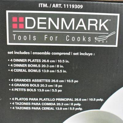12 Piece Porcelain Dinner Set, White, by Denmark Tools for Cooks - New