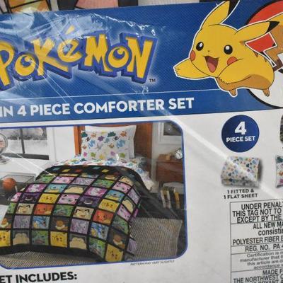 Pokemon 4 Piece Twin Bed in a Bag Bedding Set: Comforter & Sheet Set - New