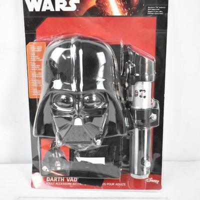Darth Vader Adult Costume Accessory Kit: Cape, Mask, Lightsaber, Chest - New