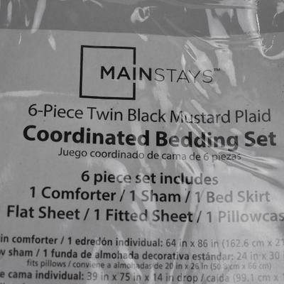 Twin Size Bedding in a Bag Set by Mainstays, Grey and Mustard Plaid - New