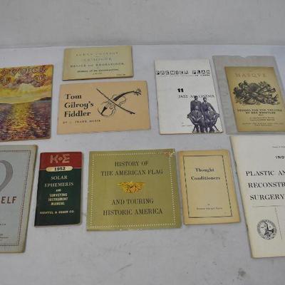 10 Various Pamphlets & Booklets: Solar Ephemeris -to- Plastic Surgery - Vintage