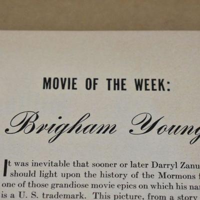 4 Pages from Life Magazine September 23, 1940: Movie of the Week: Brigham Young