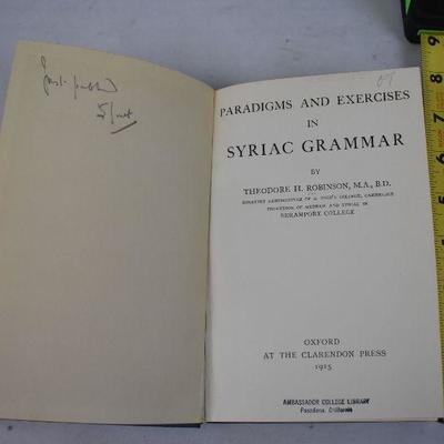 Syriac Grammar Hardcover Book by Robinson. Antique 1915