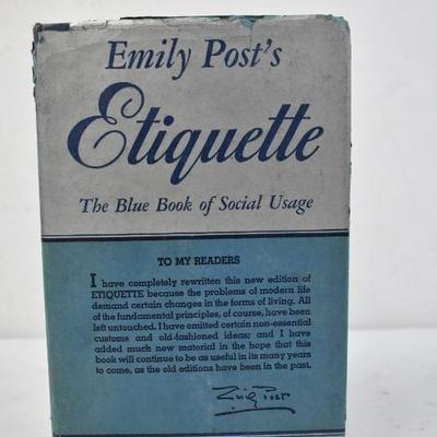 Emily Post's Etiquette. Hardcover Book with Dust Cover. Vintage 1952