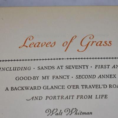 Leaves of Grass, Hardcover book by Walt Whitman. Vintage 1931