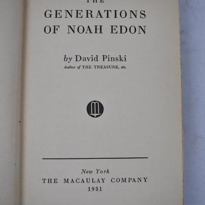 The Generations of Noah Edon. Hardcover Book by Pinski. VIntage 1931. Signed?