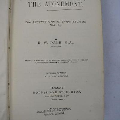 The Atonement, Hardcover Book by RW Dale, MA. Embossed Cover. Antique 1878