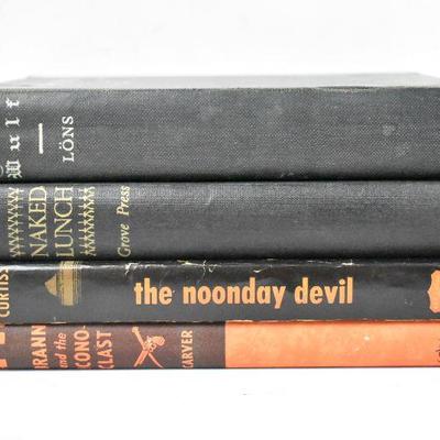 4 Vintage Hardcover Books: Harm Wulf, Naked Lunch, Noonday, Brann, 1931-1959