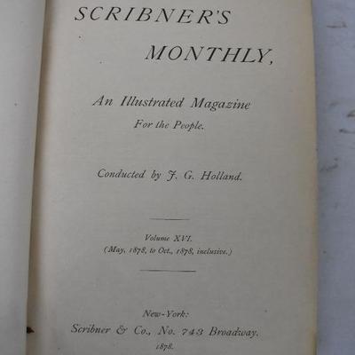 Hardcover Book Scribner's Monthly, Volume 16, Antique 1878