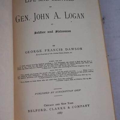 Life of Logan Hardcover Book by Dawson. SEE DESCRIPTION. Antique 1887