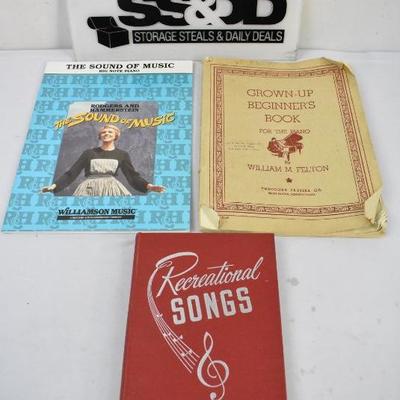 Piano Music: Sound of Music, Grown-Up Beginners Book, & Recreational Songs