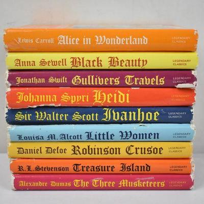 9 Hardcover Kids Books: Alice in Wonderland to The Three Musketeers Vintage 1982