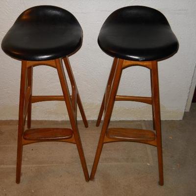 MID-CENTURY MODERN FURNITURE
* Danish modern black leather seat barstools as seen on Mad Men series

