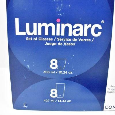 Luminarc 16 Piece Elite Glasses - New, Open Box