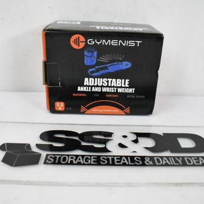 Gymenist Adjustable Ankle and Wrist Weight, 5.5 Pounds Each - New