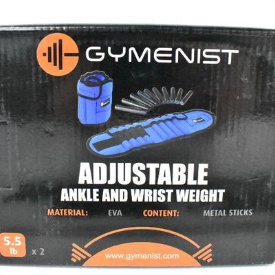 Gymenist Adjustable Ankle and Wrist Weight, 5.5 Pounds Each - New