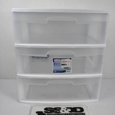 Sterilite 3 Drawer Cart with Casters, White and Clear - New