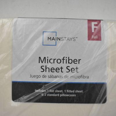 Microfiber Full Sheet Set, Fresh Ivory, Mainstays - New