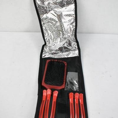 Hot Hair Tools Cool Carry Bag with Brush, Comb & Styling Clips - New