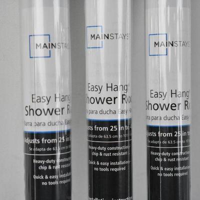 3x Shower Curtain Tension Rods by Mainstays, Easy-Hang Adjustable 25-40