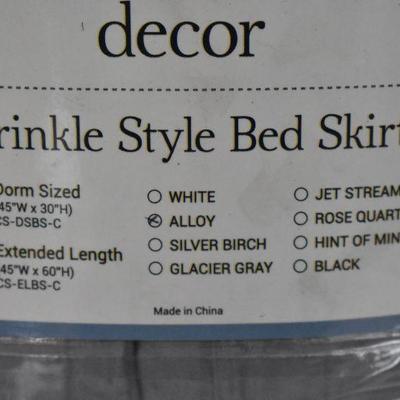 Twin XL Bed Skirt Crinkle Extended Bed Skirt, For Raised Beds - New, $27 Retail