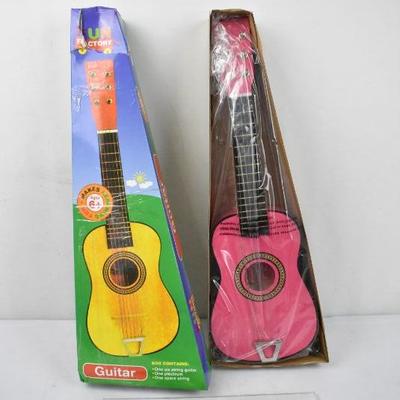 Pink Acoustic Classic Rock 'N' Roll 6 Stringed Toy Guitar - New
